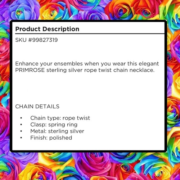 Primrose Sterling Silver Diamond Cut 24" Rope Chain - Picture 4 of 9